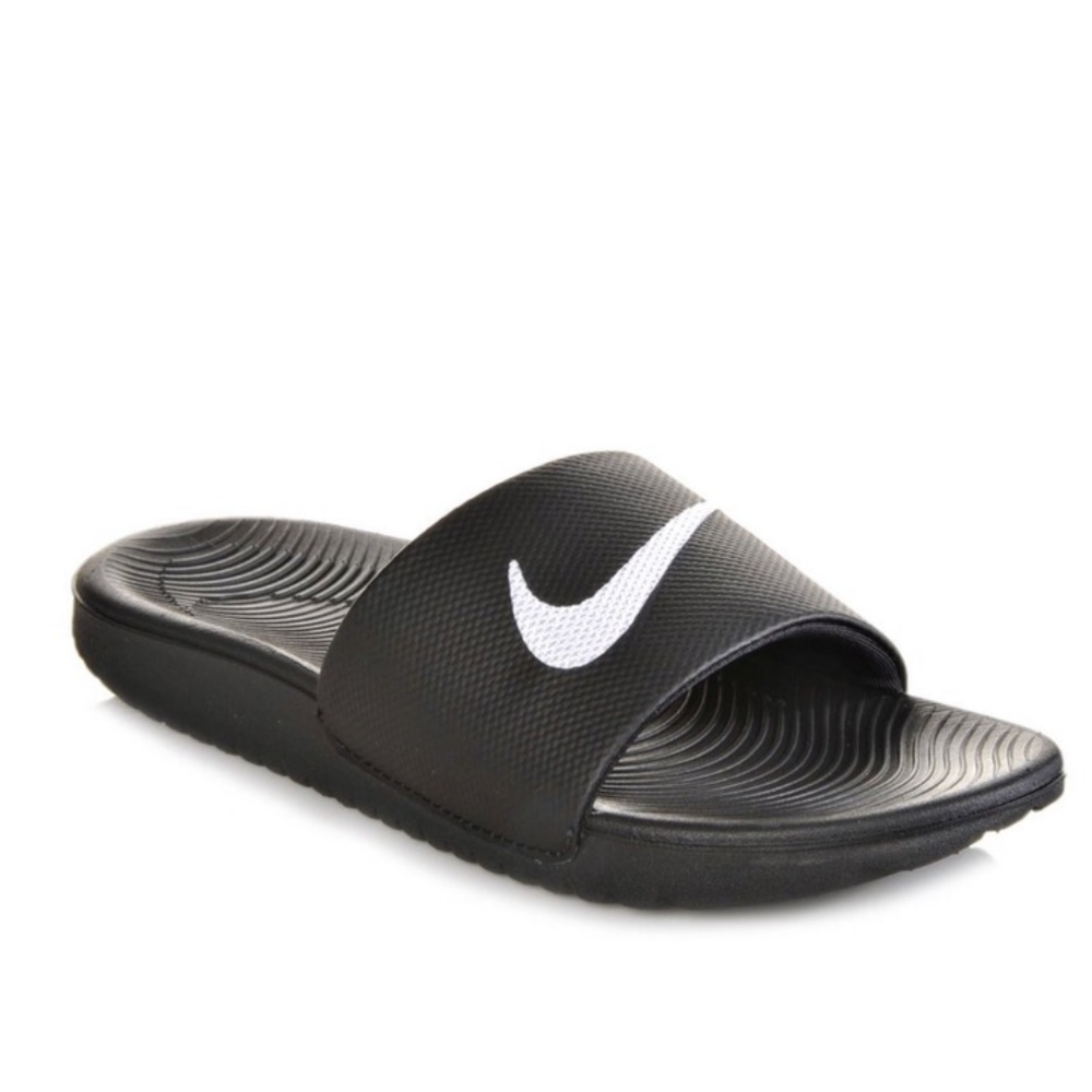 NIKE LITTLE KID KAWA SPORT SLIDES kids unisex size 3 black/ white